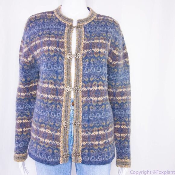 Vintage Sweaters - Cambridge Dry Goods vintage 100% wool fair‎ isle cardigan sweater, M